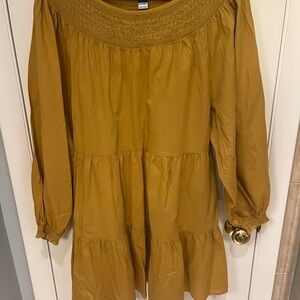 Old Navy Mustard Yellow Dress/Tunic with Smocked Neckline